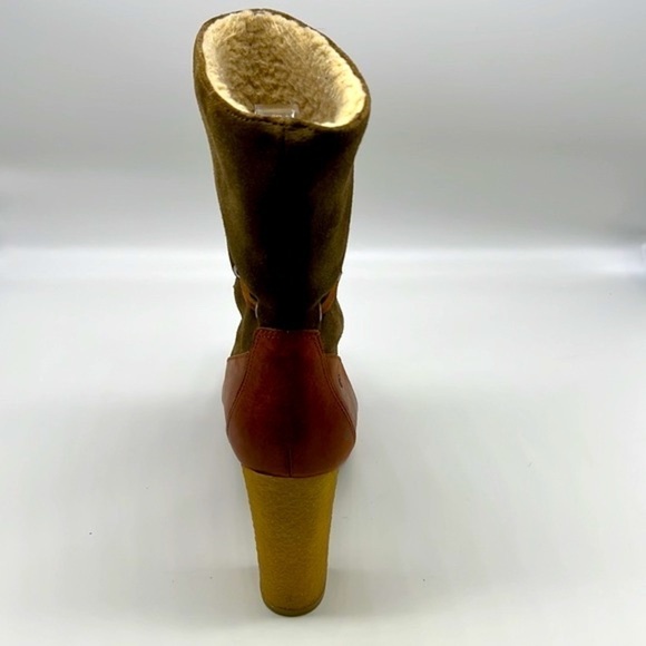 Rockport - Courtlyn Brown Leather Green Suede Slip On Duck Boots Size 8.5 - Picture 7 of 14